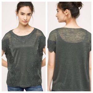 ANTHROPOLOGIE Joli Lace Tee in Med EUC
